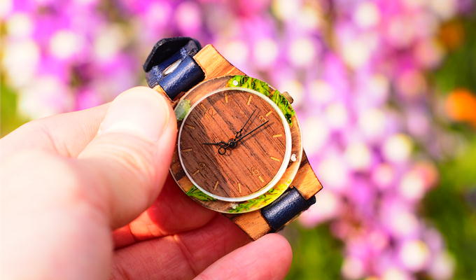 押花木製腕時計